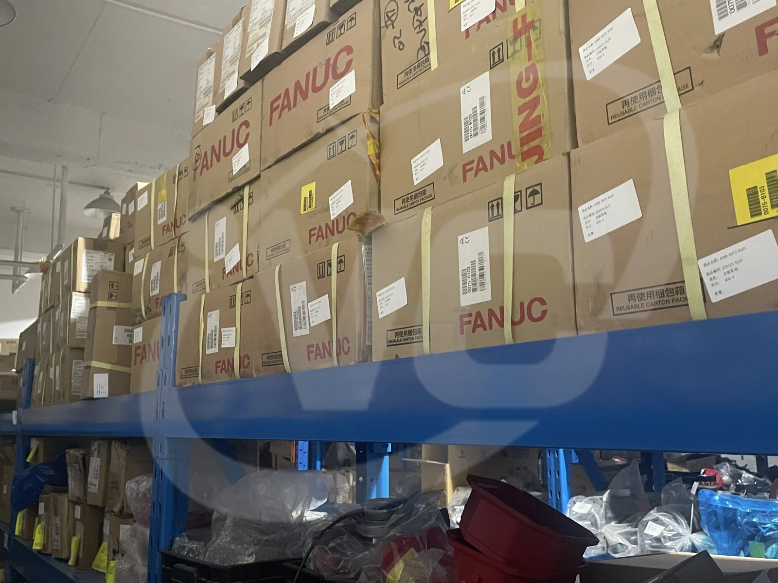 FANUC cartons and industrial automation inventory in the VCOCNC warehouse