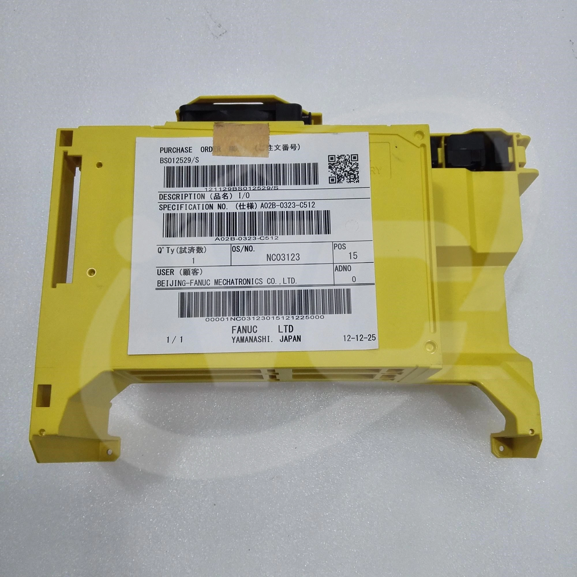 FANUC A02B-0323-C512 2-slot CNC case unit label view