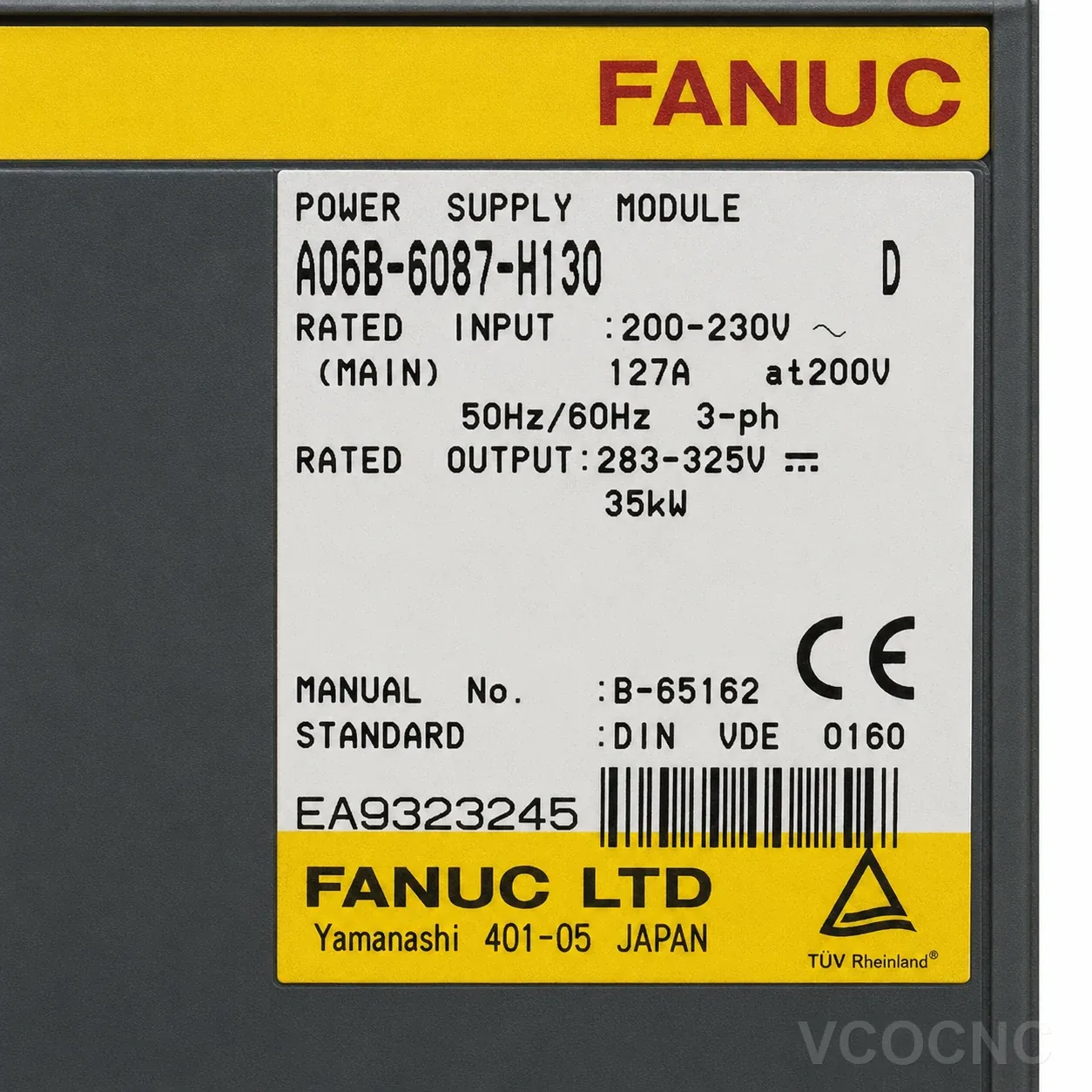 FANUC A06B-6087-H130 PSM-30 power supply module nameplate