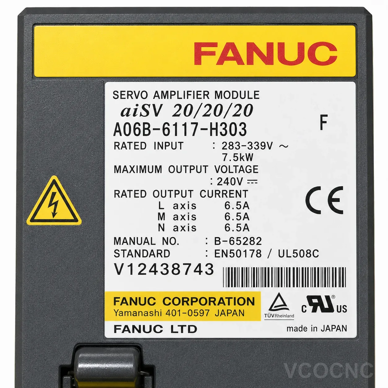 FANUC A06B-6117-H303 AiSV-20/20/20 nameplate