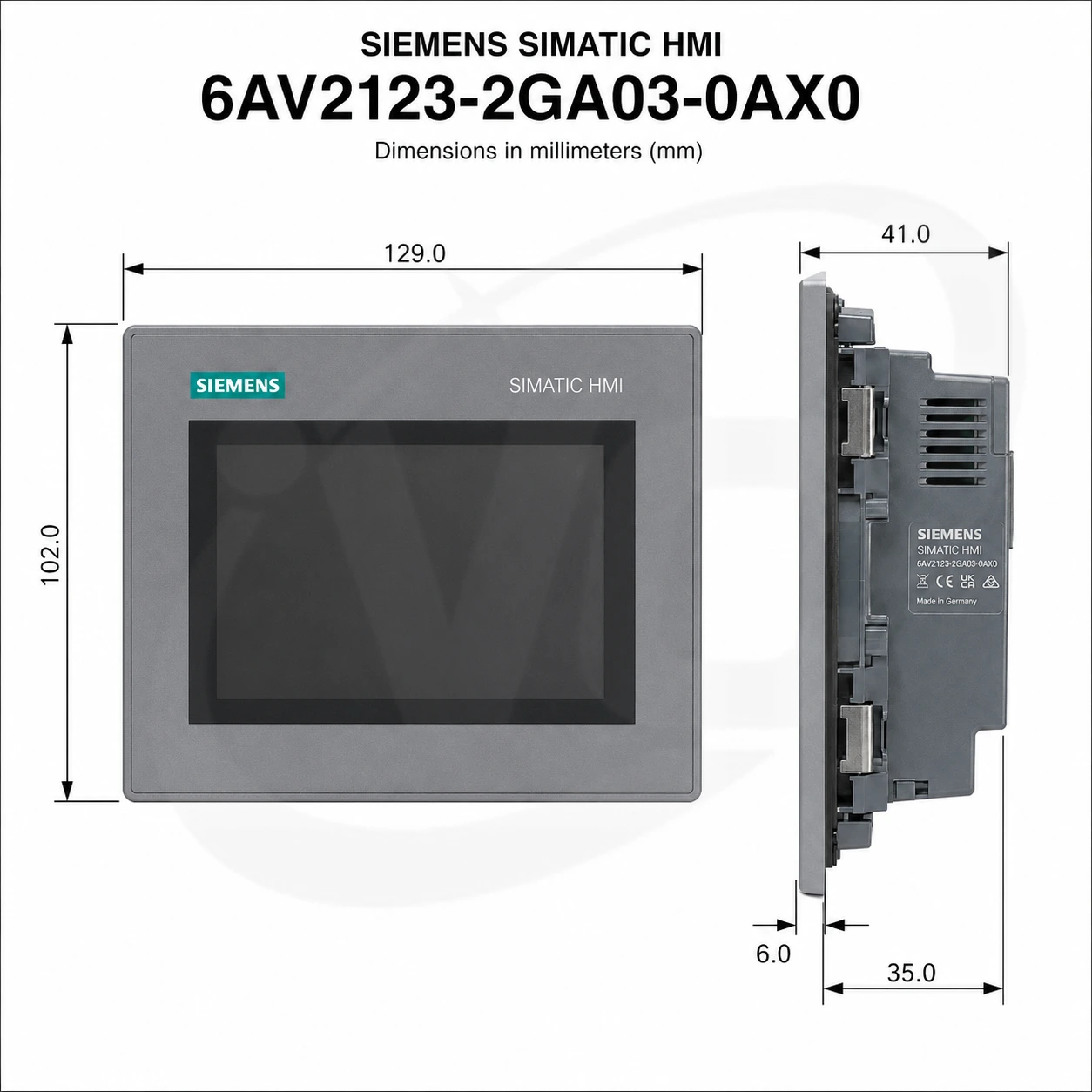 Siemens 6AV2123-2GA03-0AX0 simatic hmi ktp700 basic dp dimensions drawing