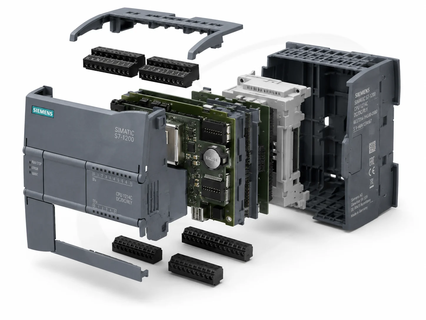 Siemens 6ES7214-1HG40-0XB0 simatic s7 1200 cpu 1214c dc dc relay exploded view